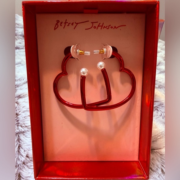 Betsey Johnson Jewelry - Betsey Johnson Red Valentine Heart Earrings
